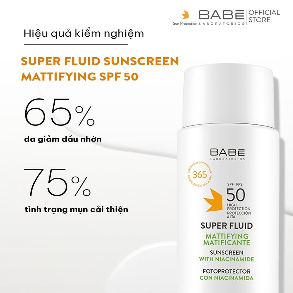 Kem chống nắng BABE Super Fluid Mattifying Sunscreen SPF 50