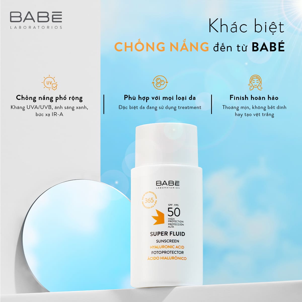 chống nắng phổ rộng super fluid hyaluronic acid